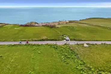 Aerial of the campsite by the coast