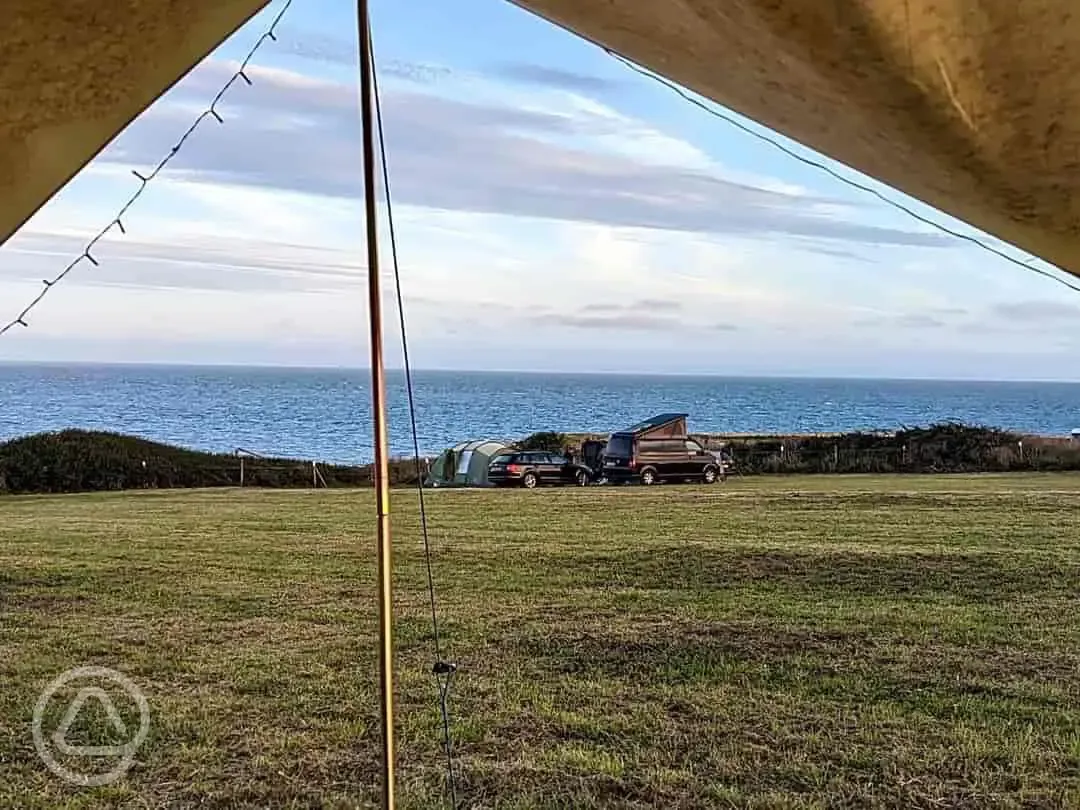 Non electric grass pitches with sea views