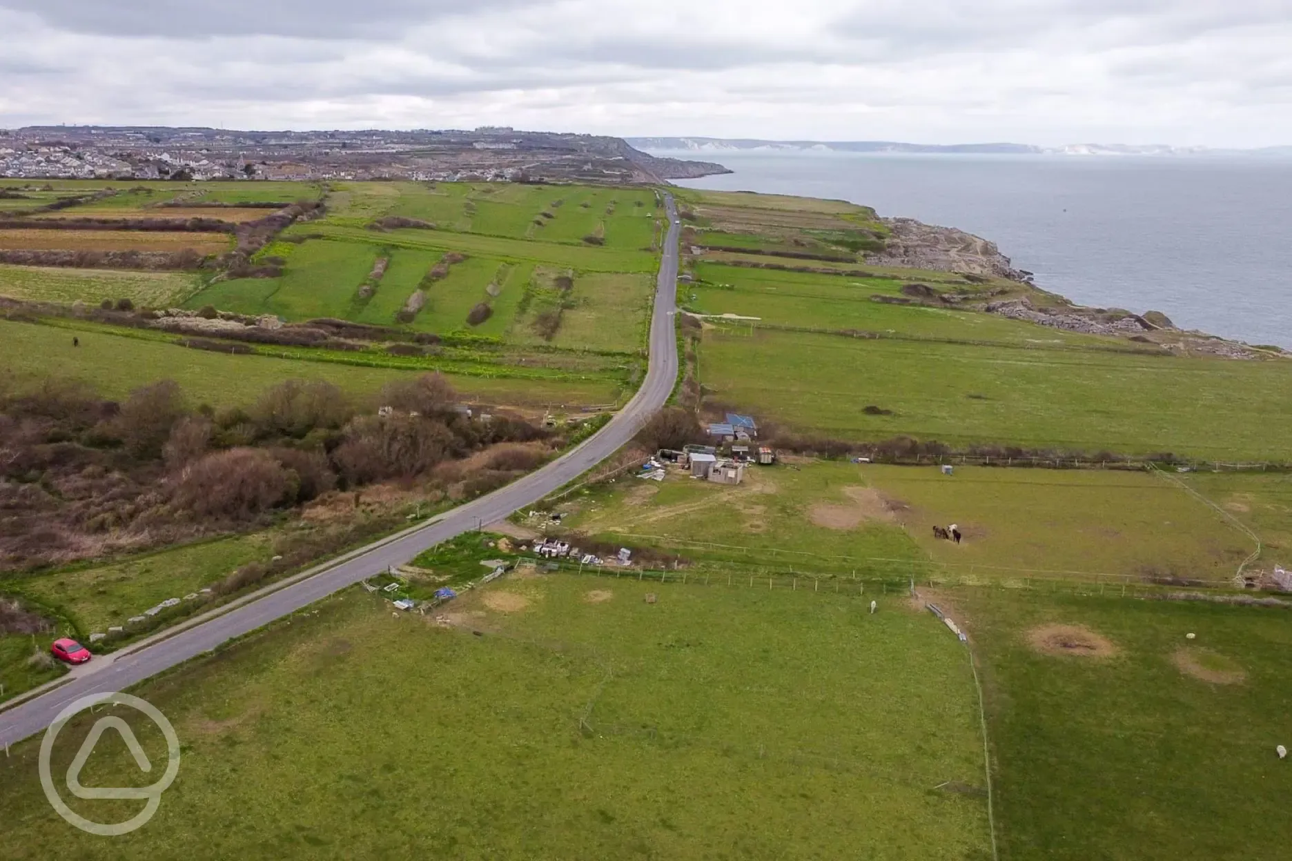 Aerial of the campsite by the coast