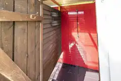 Shower with a shower caddy and hook for your towel