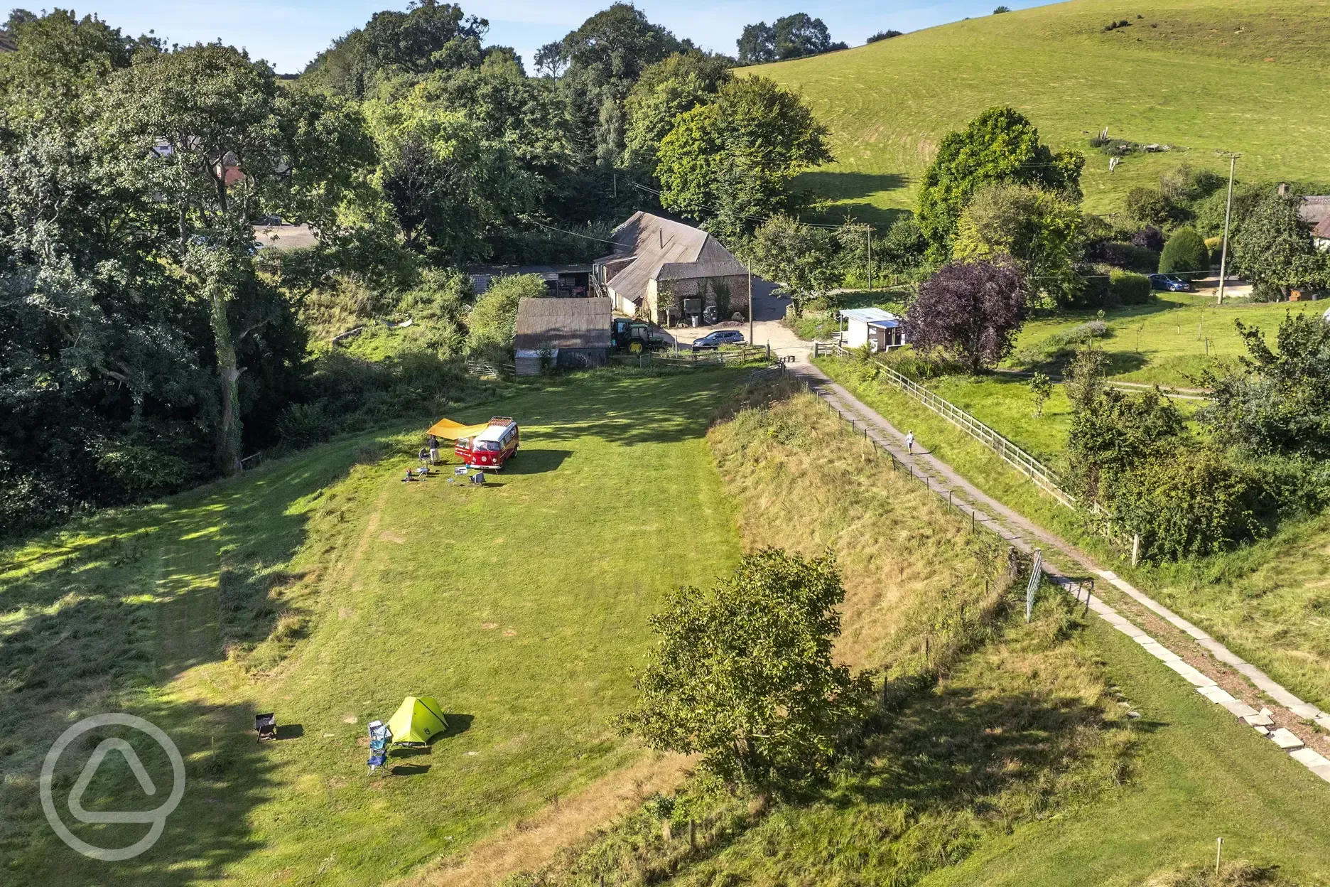 Aerial of the non electric grass pitches