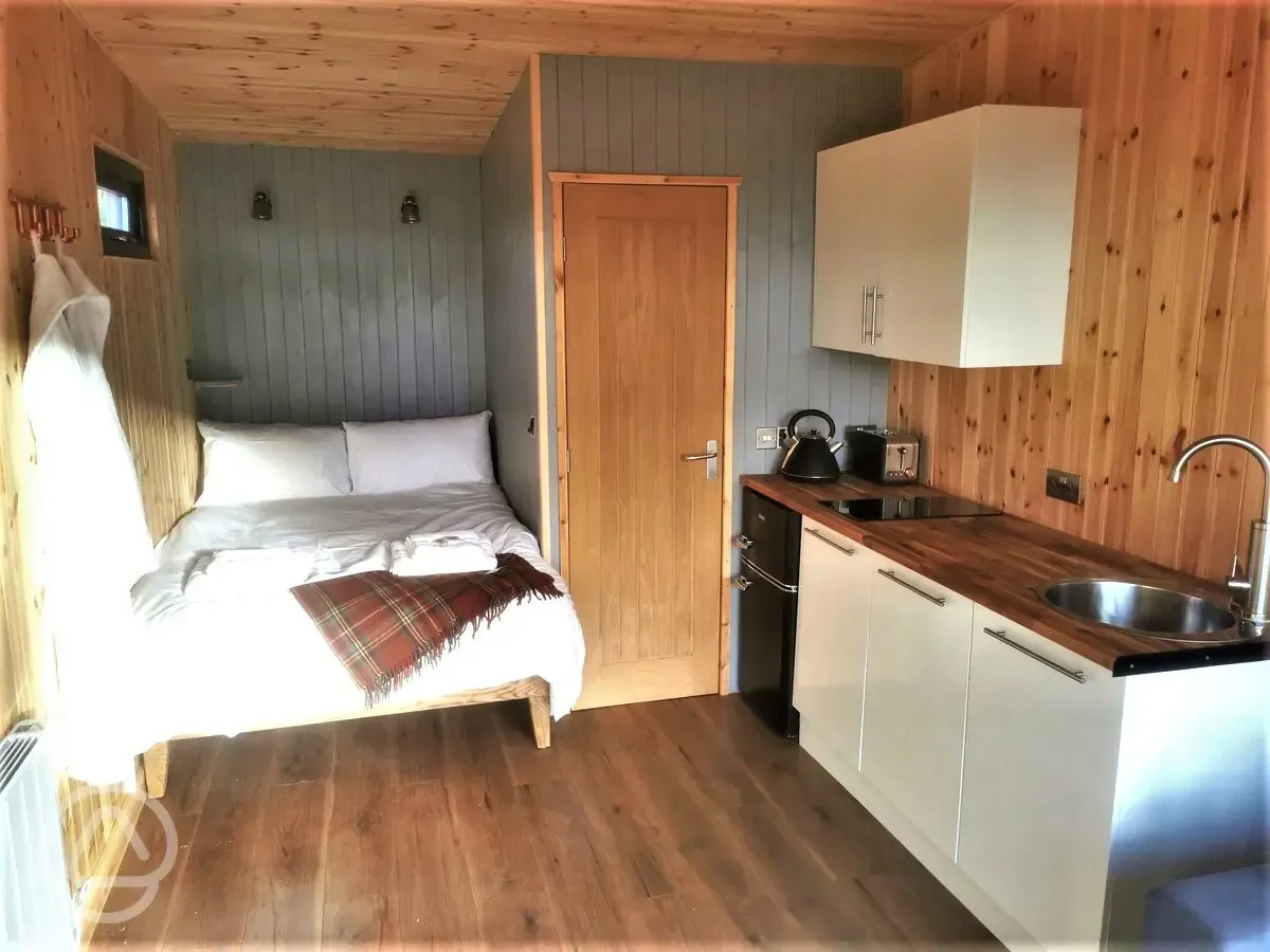 Glamping pod bedroom