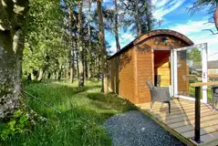 Carrock Fox shepherd's hut with outdoor decking and seating Carrock Fox shepherd's hut with outdoor decking and seating