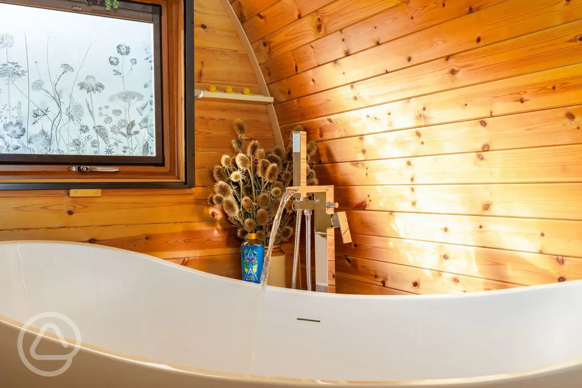 Glamping pod bath tub