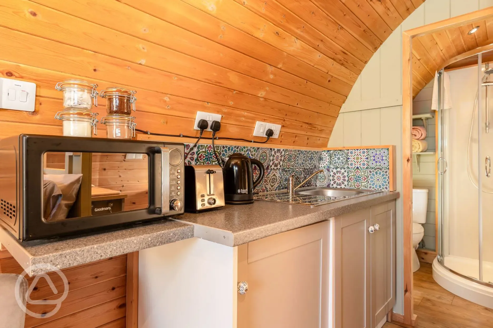 Glamping pod kitchen