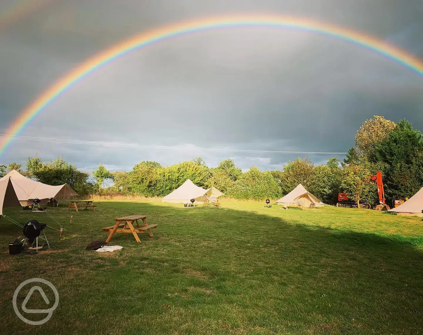 Bell tents with rainbow