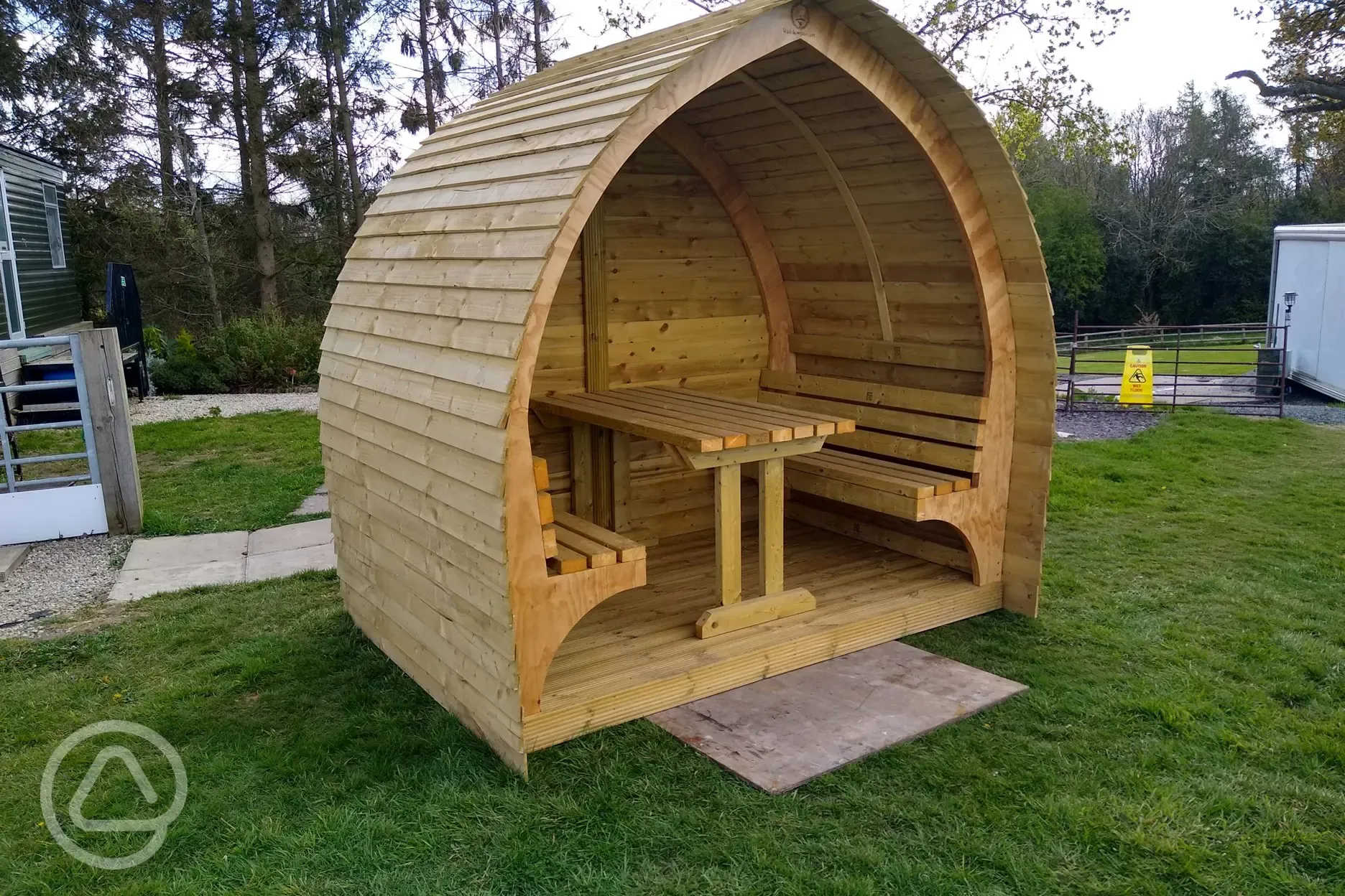 Shelter pod. Free for all to use. Phone charging point