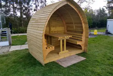 Shelter pod. Free for all to use. Phone charging point