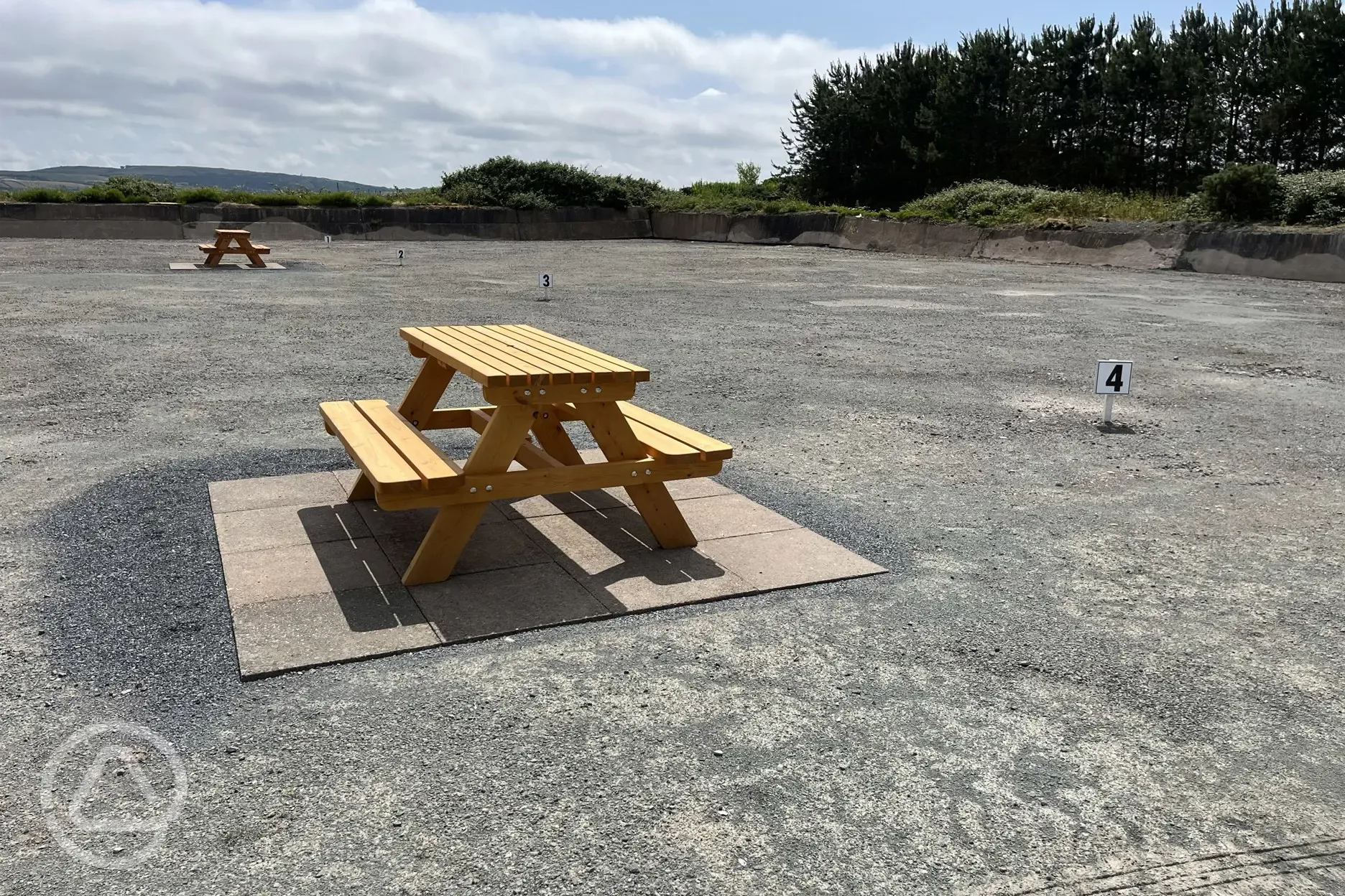 Picnic bench and non electric hardstanding pitches