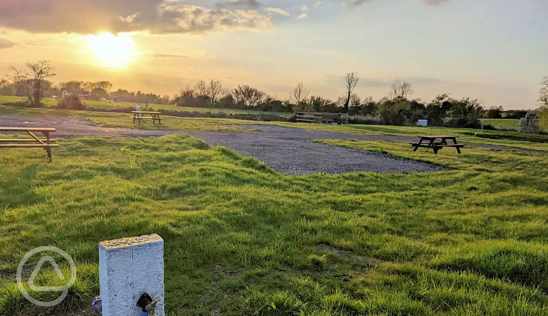 Hardstanding pitches (optional electric) at sunset