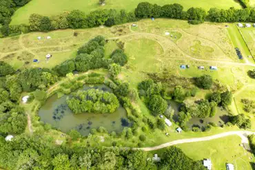 Aerial of the campsite and lakes