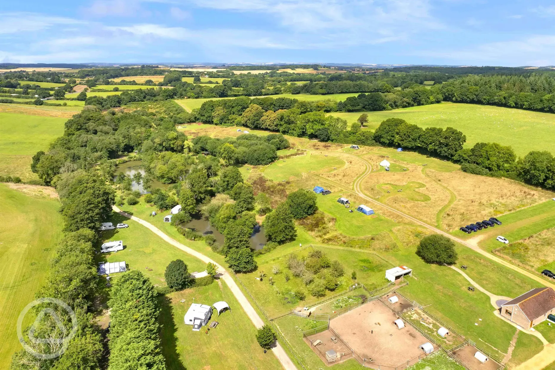 Aerial of the campsite and lakes