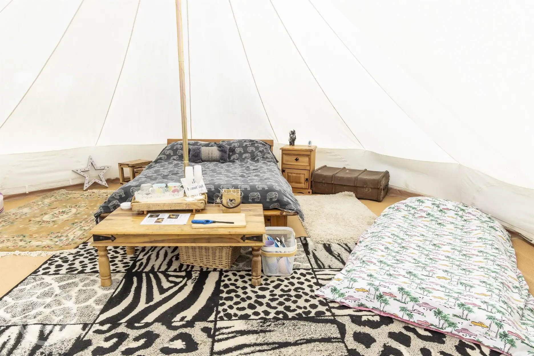 Lakeside bell tent interior