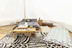 Lakeside bell tent double bed and single beds (bedding and linen provided) Lakeside bell tent double bed and single beds (bedding and linen provided)