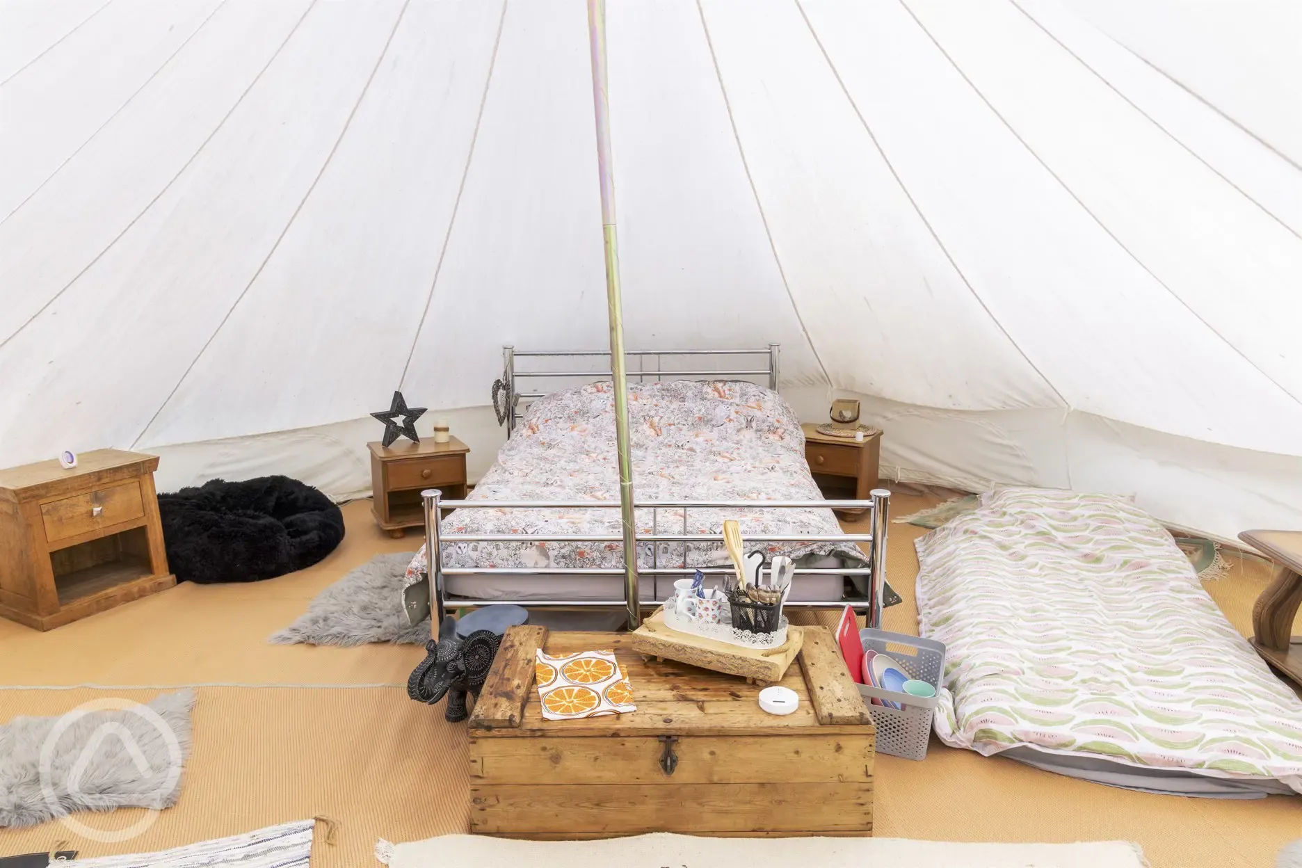 The Island bell tent interior