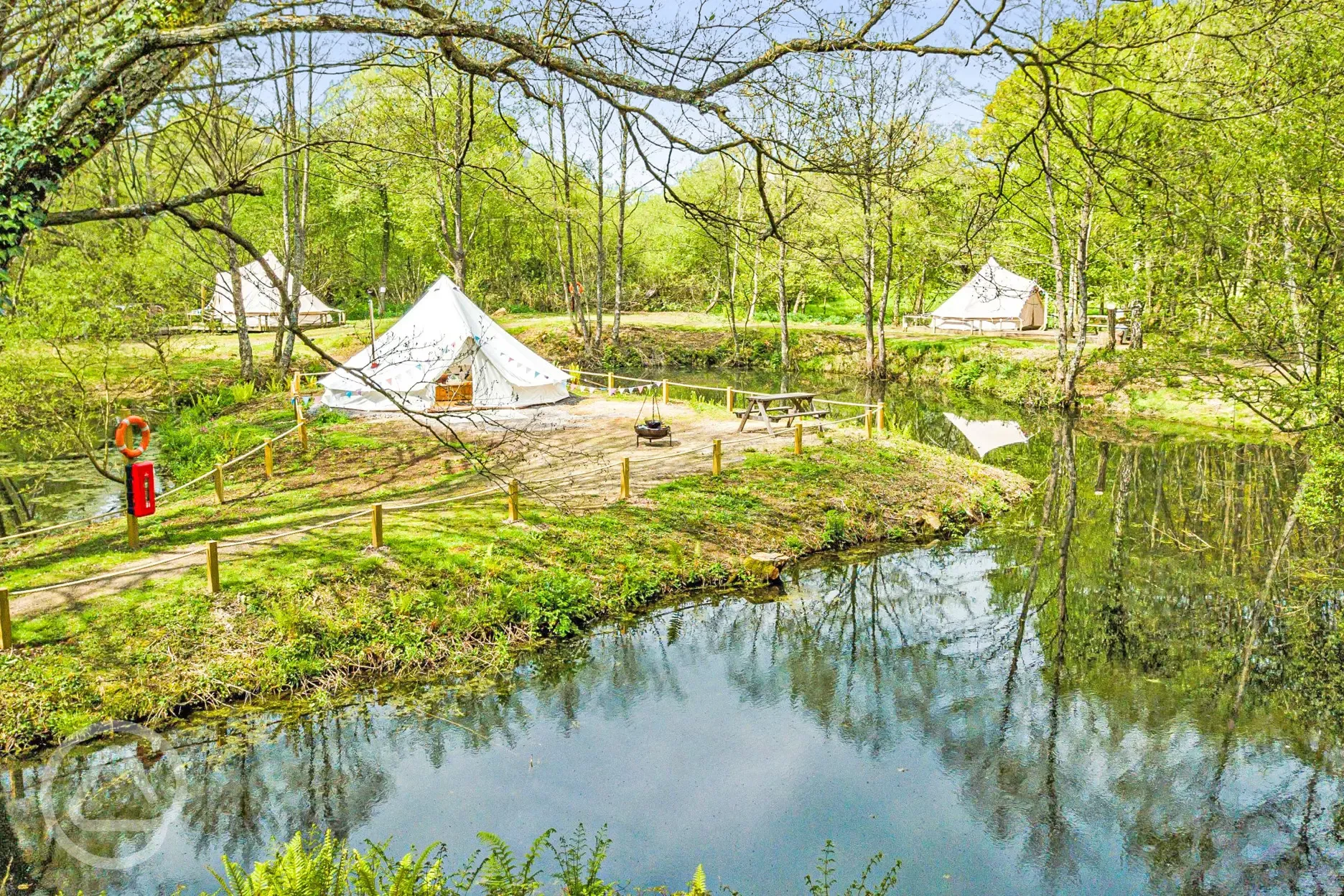 Bell tent on lake