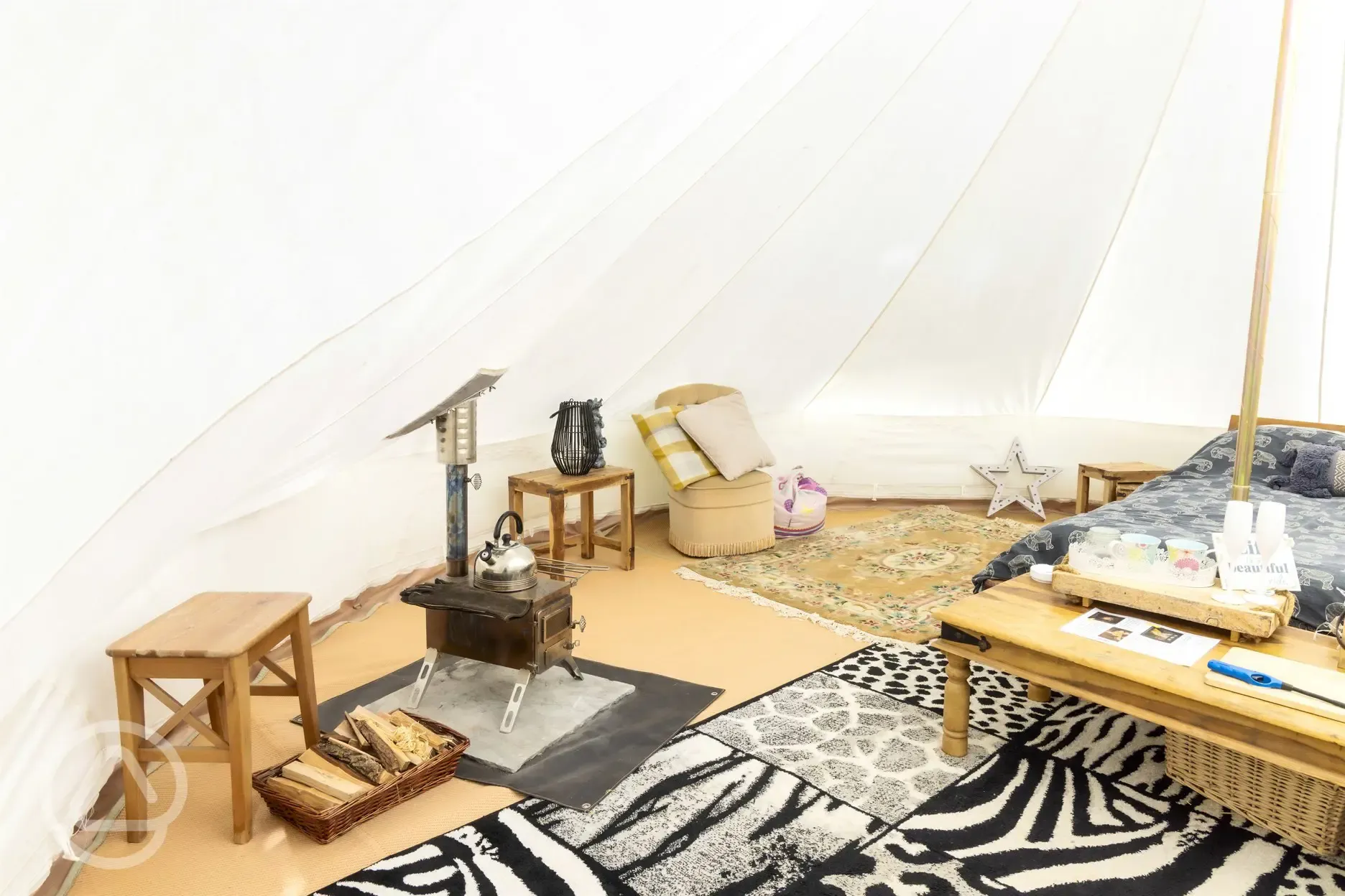 Lakeside bell tent interior