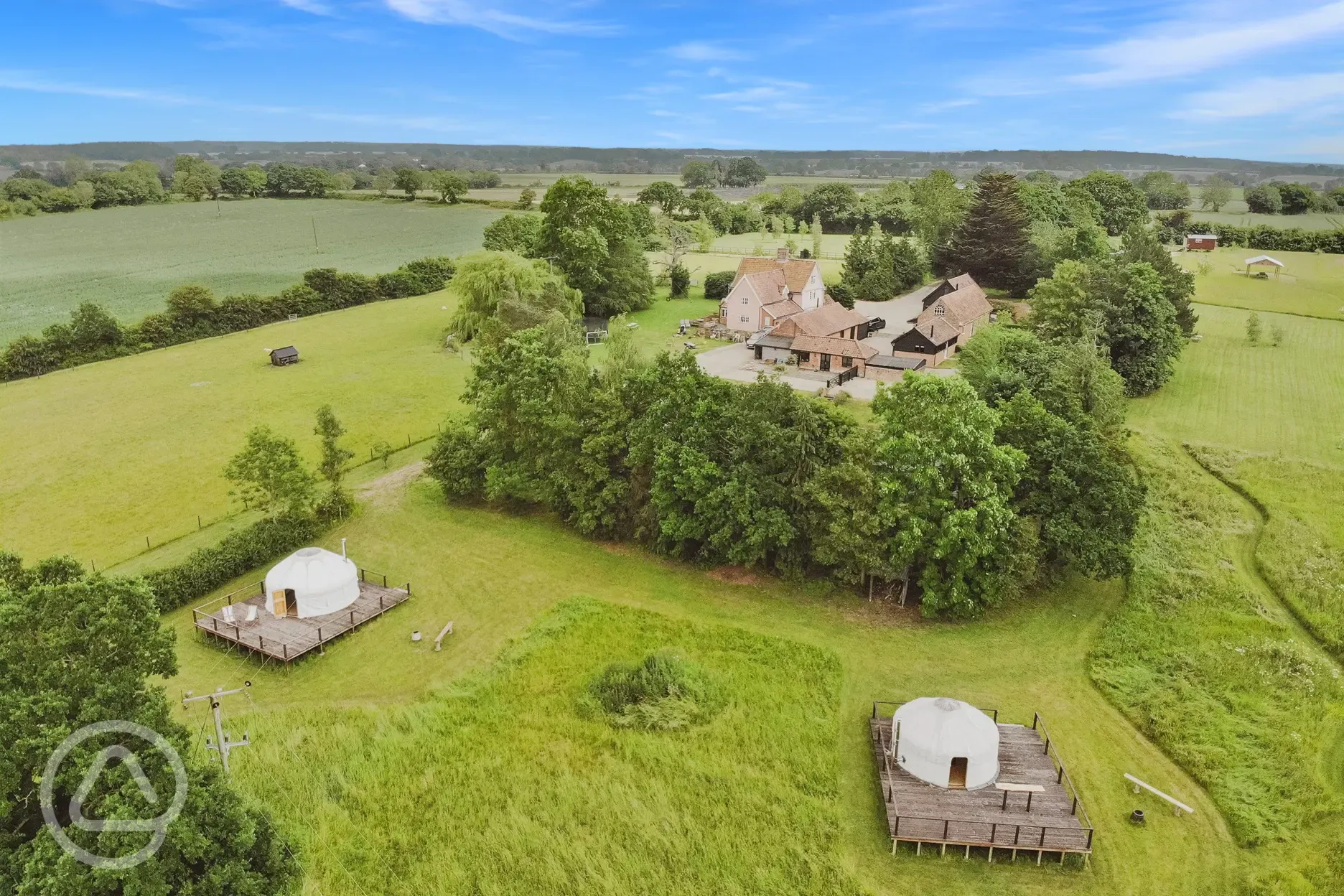 Aerial of the yurts