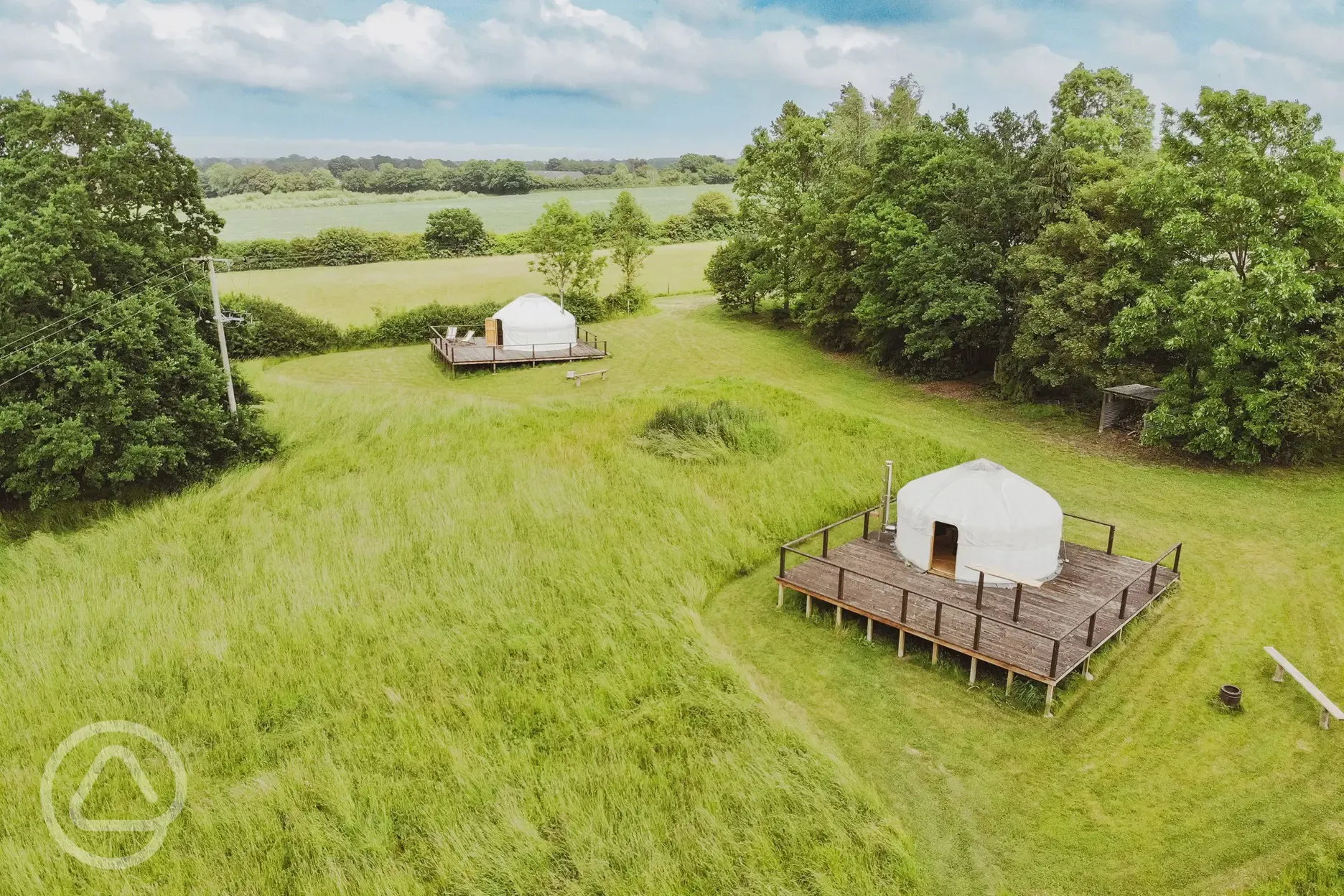 Aerial of the yurts