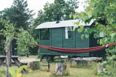 Woodpecker shepherd's hut and hammock