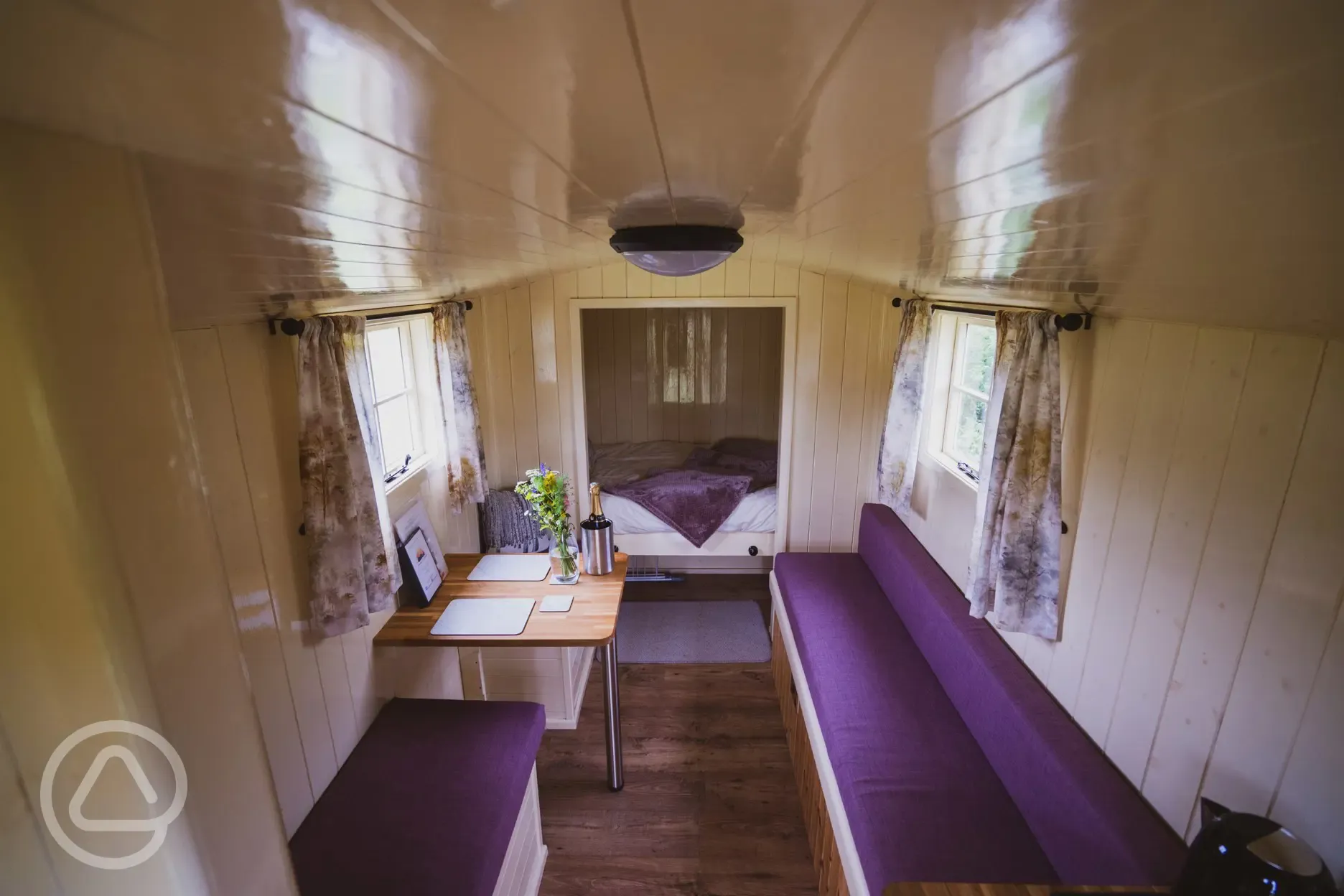 Kingfisher shepherd's hut interior