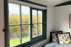 Oak shepherd's hut double bed with bedding provided Oak shepherd's hut double bed with bedding provided