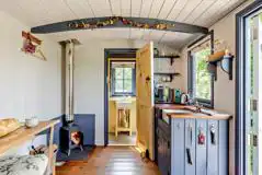 Oak shepherd's hut interior