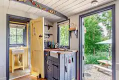 Oak shepherd's hut interior