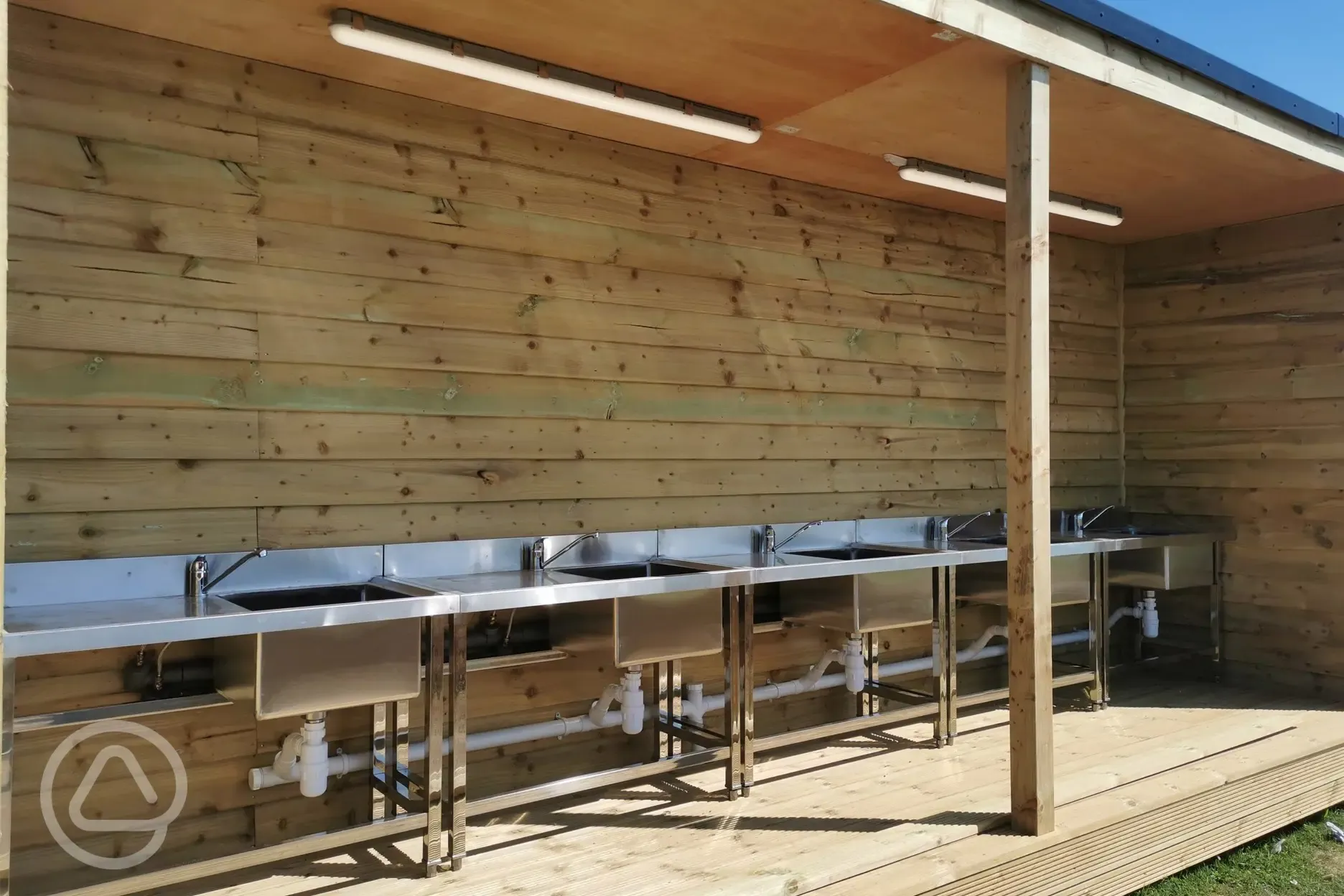 Outdoor covered washing up area