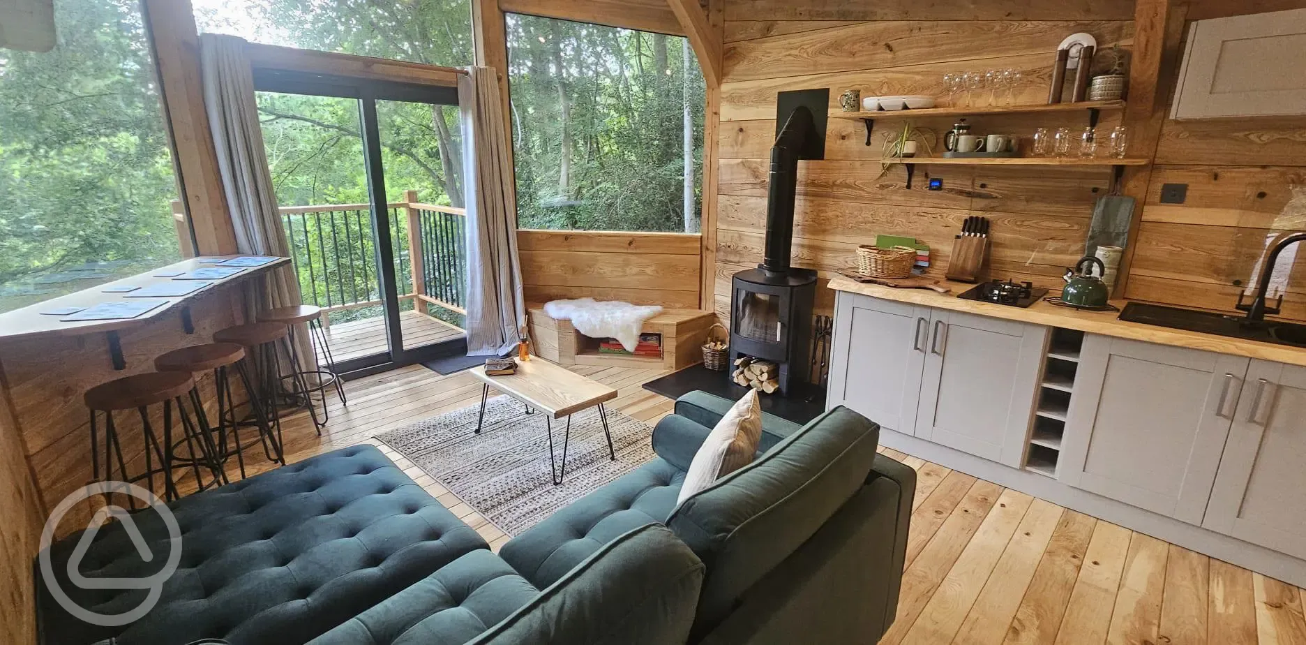 The Toad Hideout Glamping Cabin living area