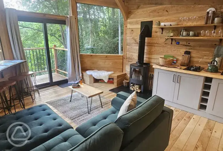 The Toad Hideout Glamping Cabin living area