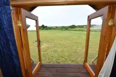 View from inside the camping pod (double)