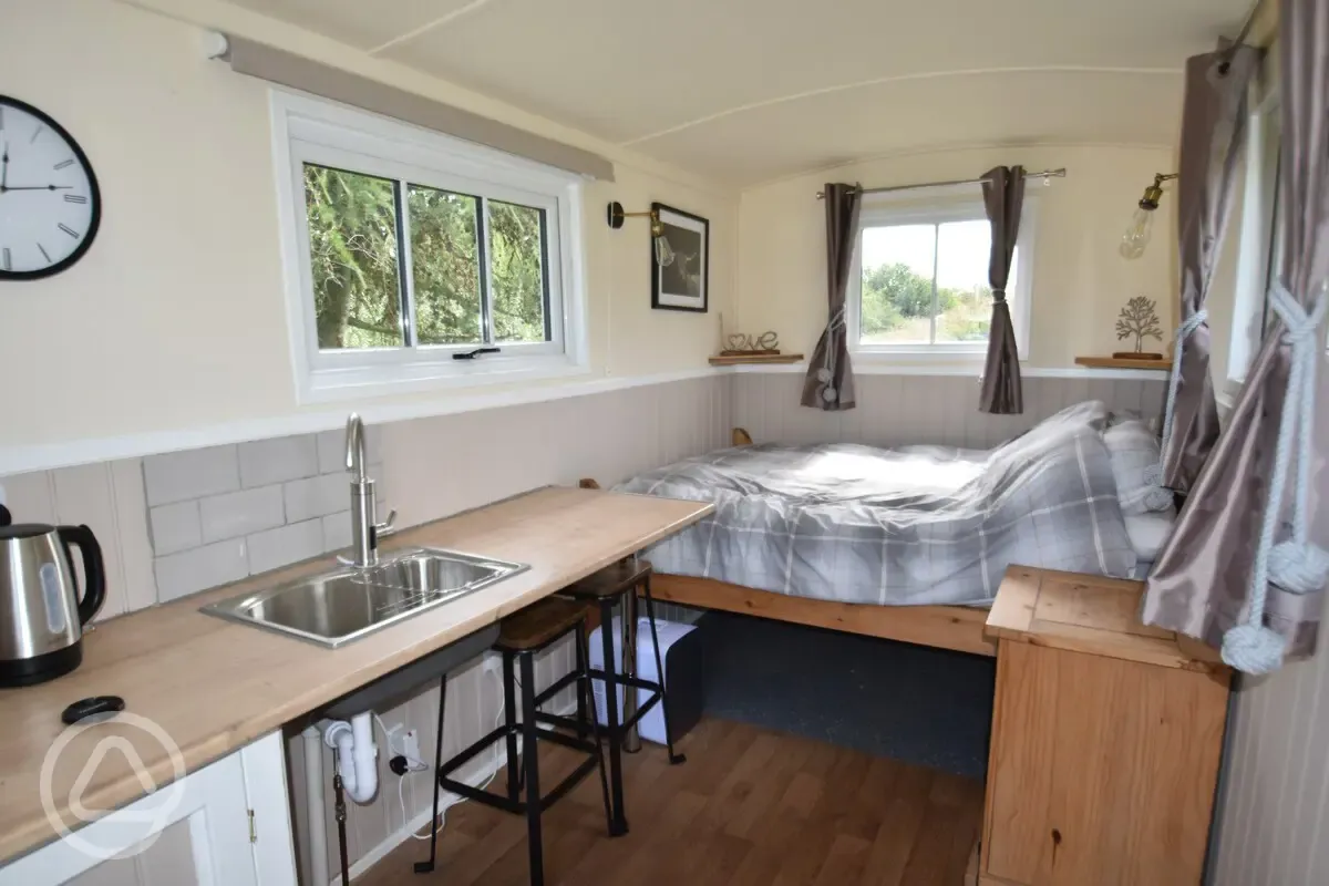 Shepherd's hut interior