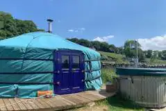 Yurt and private wood-fired hot tub at Cherish Glamping