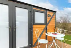 Railway wagons with raised deck areas and outdoor seating