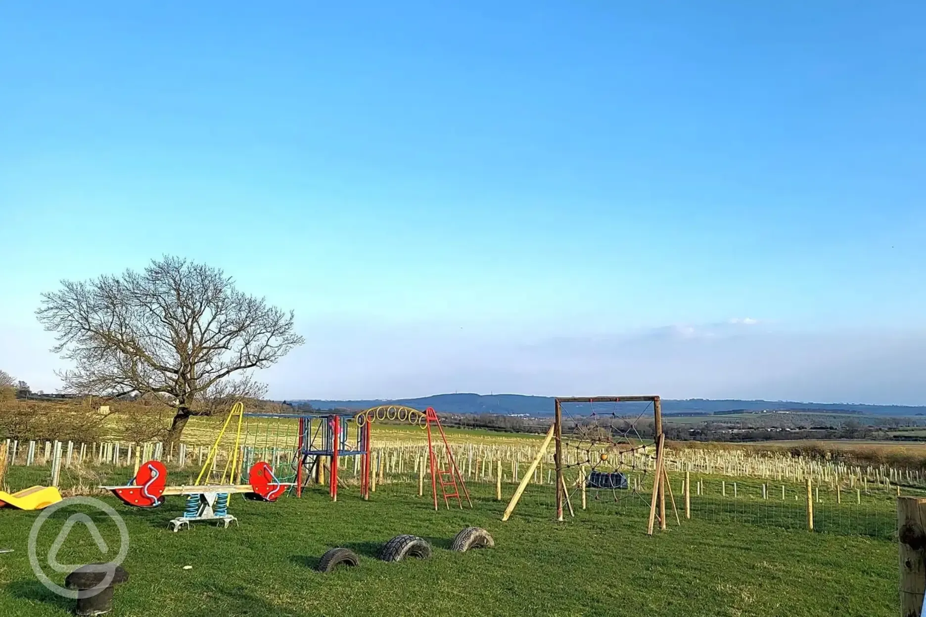 Play park with climbing frames