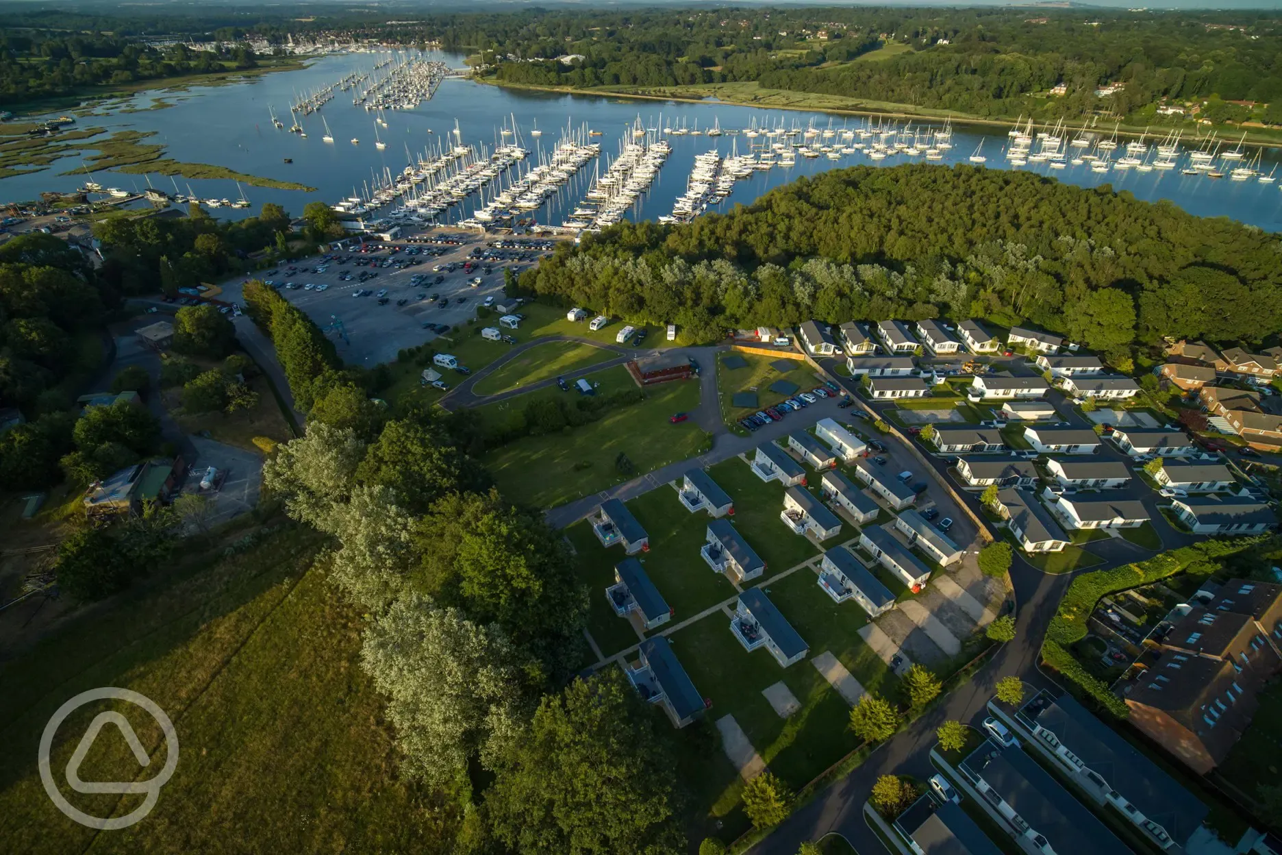 Aerial View of campsite and river