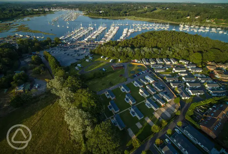 Aerial View of campsite and river