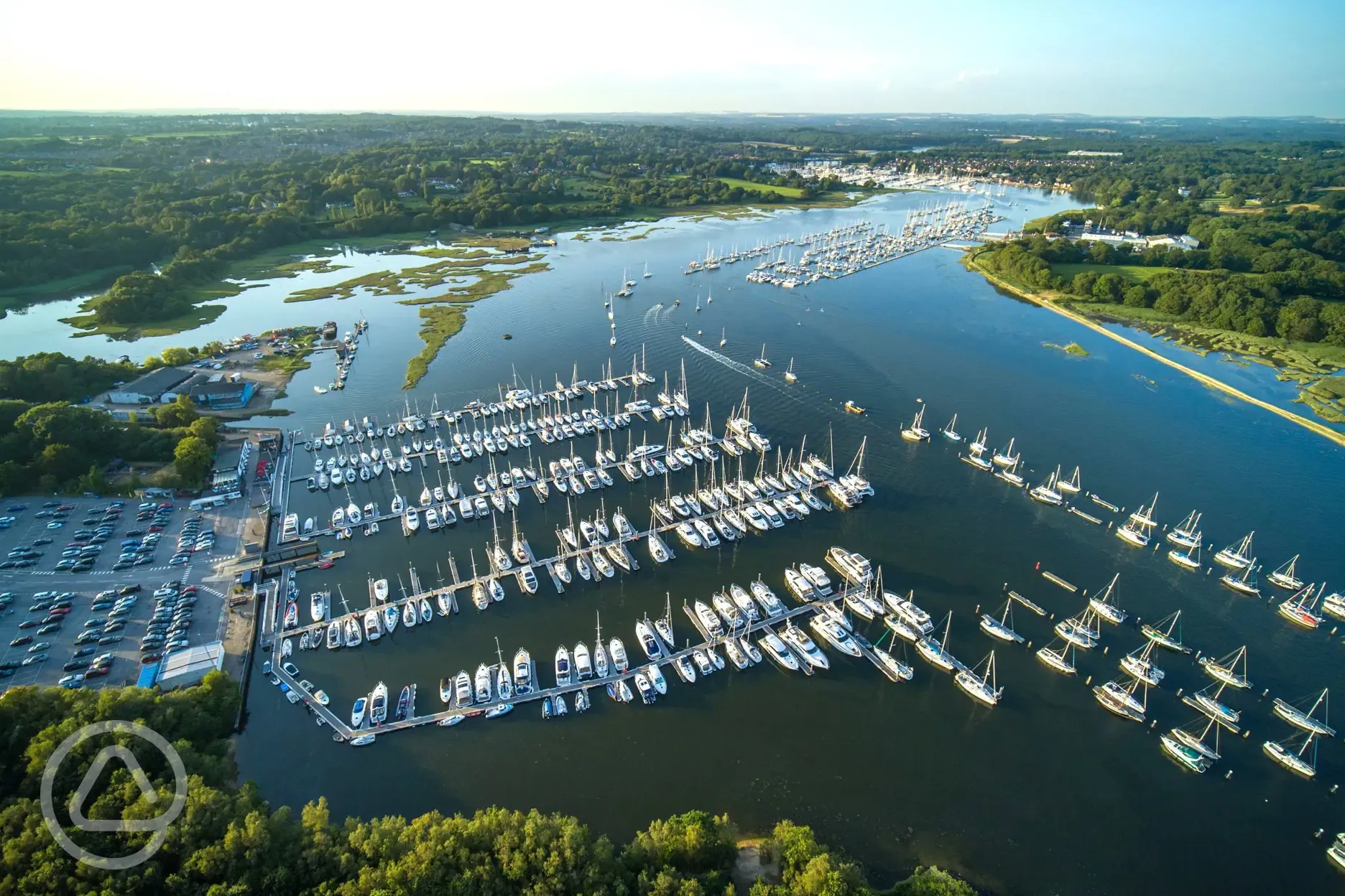 Aerial of the marina and river