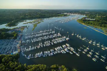 Aerial View of campsite and river