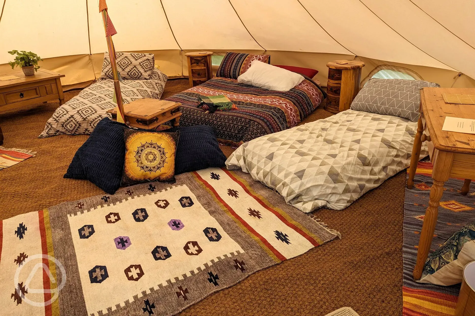 Bell tent interior group
