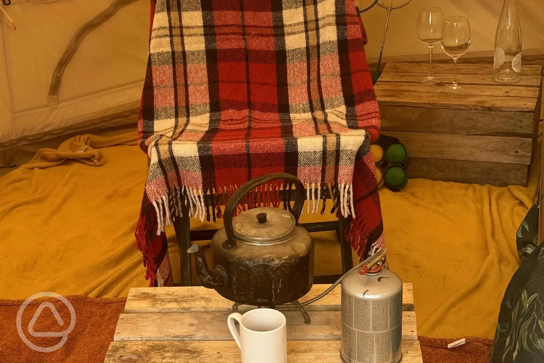 Bell tent seating area