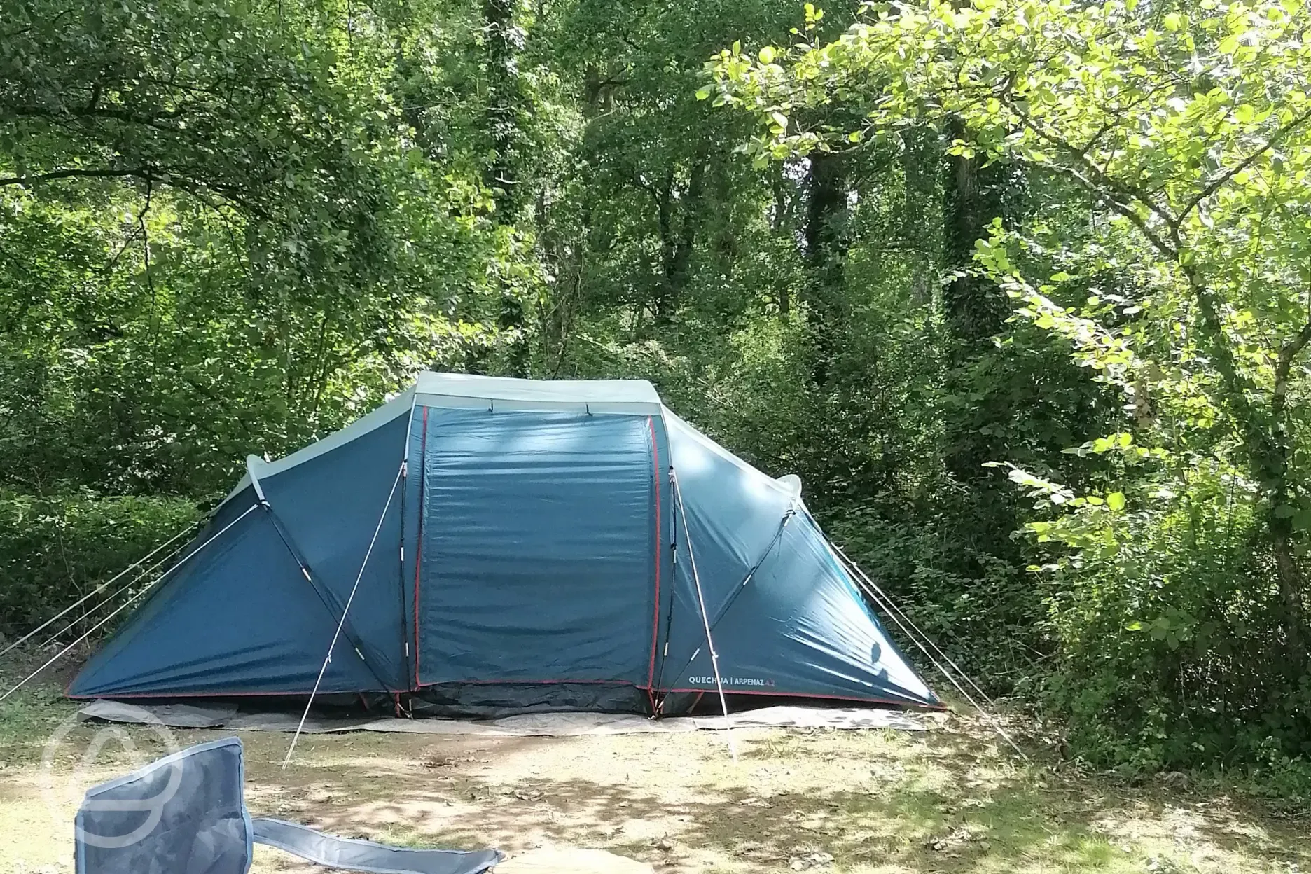 Non electric forest floor tent pitch