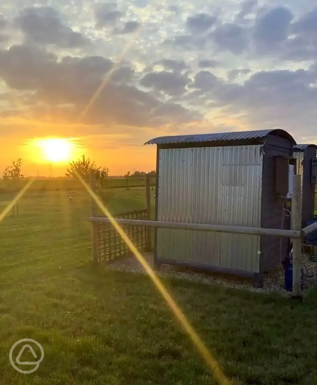 Shower cubicle at sunset