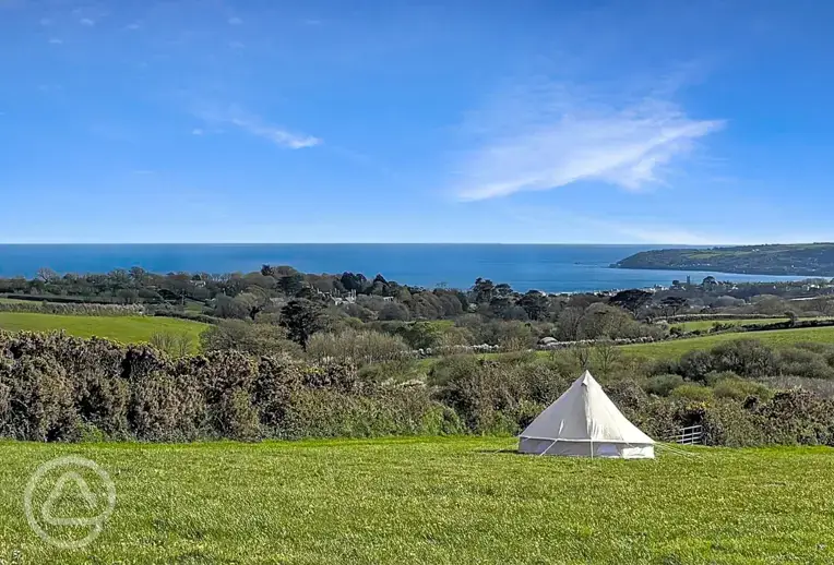 Bell tent with sea view at Garris Farm Caravan and Camping
