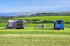 Non electric camping field with sea view towards Penzance at Garris Farm