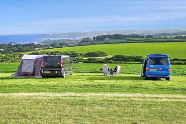 Non electric camping field with sea view towards Penzance at Garris Farm