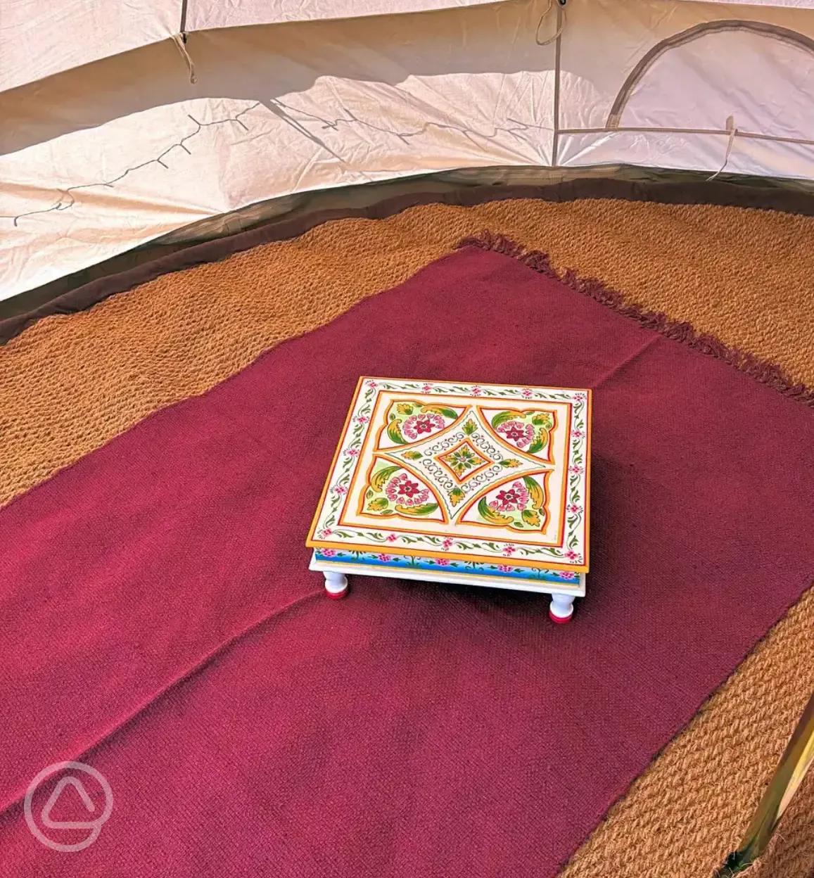 Sunset bell tent bedside table