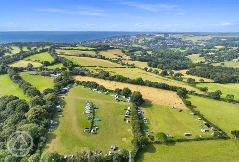 Aerial of the campsite and coast