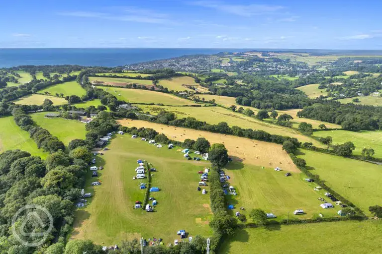 Aerial of the campsite and coast